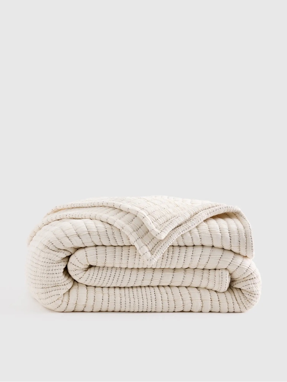 New QUEEN Quince Organic Cotton Channel Stitch Coverlet $120